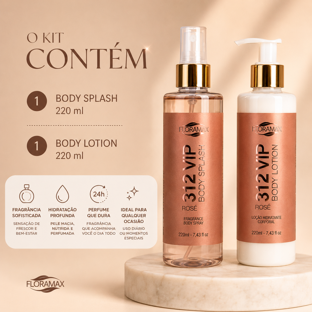 Kit 312 Vip Rosé - Body Splash + Body Lotion